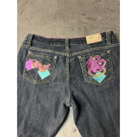 Coogi Jeans Womens 11 / 12 Denim Bootcut Embroidered Pockets Distressed - Picture 2 of 5